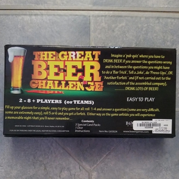 The Great Beer Challenge Game - 2-8 players from Boxer Games NIB - Picture 2 of 4